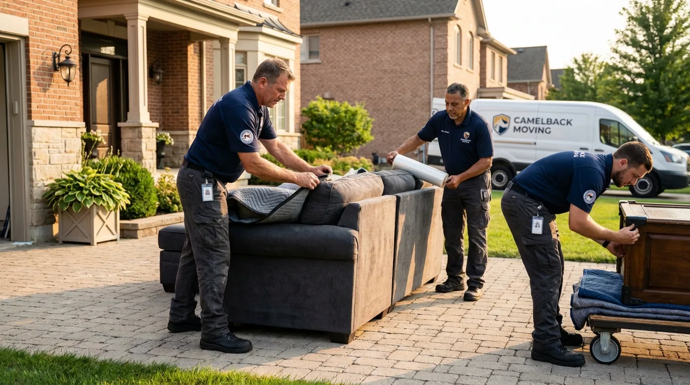 Large estate moving crew wrapping furniture in Harrison, AR